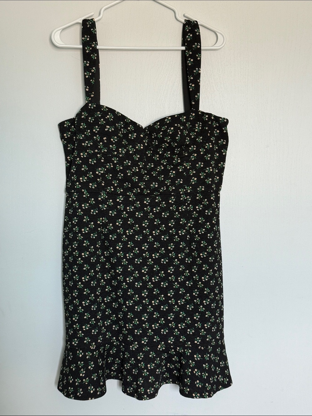 Anthropologie - Hutch Black Mini Dress w/Green/White/Yellow Floral Print | Sz XL